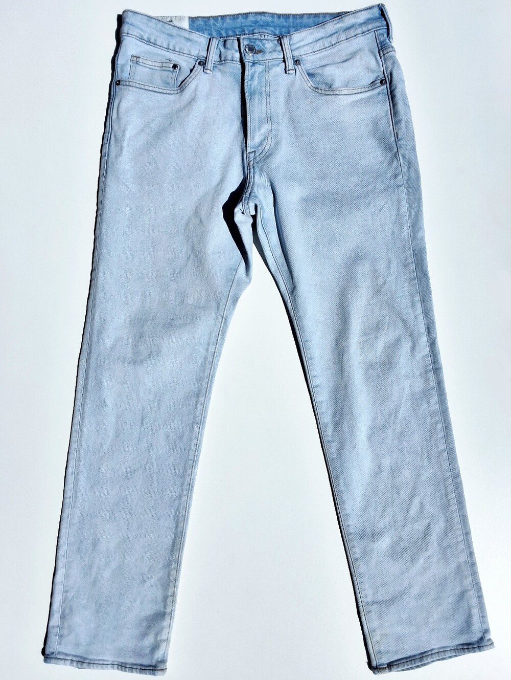 (34x32) H&M Men's Straight Regular Jeans In Light Denim Blue